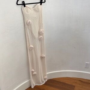 Outcast Strapless Ivory Floral Appliqué Maxi Dress